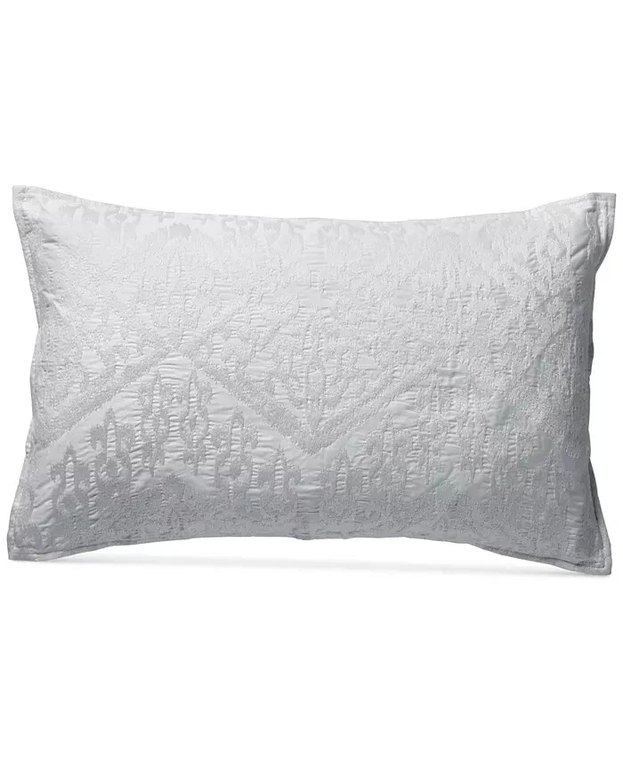 LUCKY BRAND  16" x 26" Ikat White Embroidered Decorative Pillow NEW - Image 1 of 1