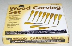 NOS  Vintage Harbor Freight  11 Pc Wood Carving Set  Hardwood Handles Item 04855 - Picture 1 of 2