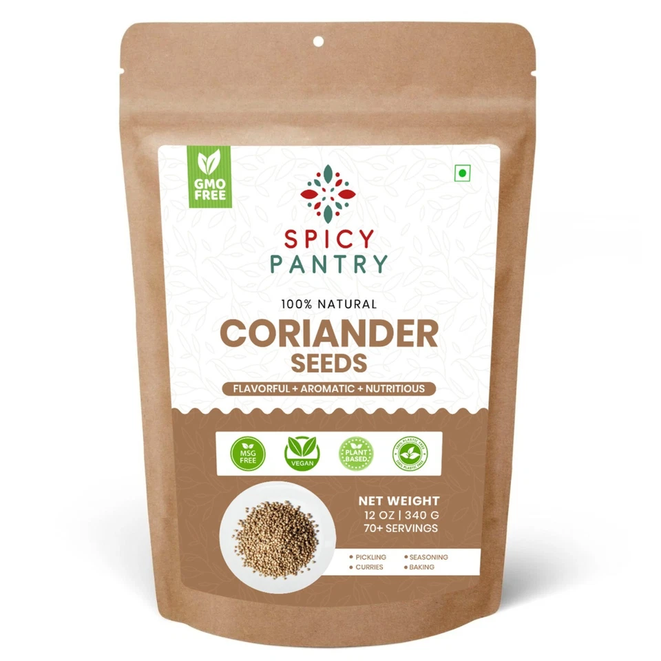 SPICY PANTRY Coriander Seeds Whole - 100% Natural Spice for Cooking & Seasoning - 12 oz