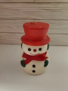 7" Vintage 70er Jahre Wachs Weihnachtskerze Schneemann Feiertag Dekoration - Bild 1 von 7