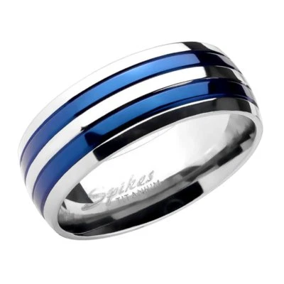 Anillo de boda azul eléctrico de titanio para hombre 8 mm tallas 9-13 aniversario promesa Foto 1 de 3