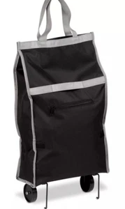 New Rolling Fabric Fold Up Bag Black 140806 CRT-02809 - Picture 1 of 2