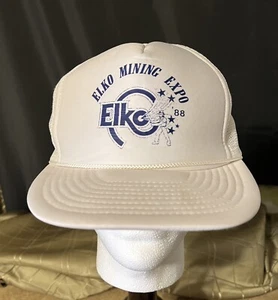1988 ELKO MINE EXPO Trucker Hat Cap NEVADA Gold Mining Mesh NISSIN SnapBack - Picture 1 of 5