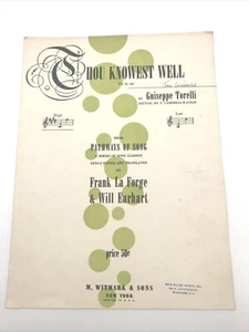 Vintage 1938 Sheet Music THOU KNOWEST WELL -Tu lo sai -by Guiseppe Torelli - Picture 1 of 8