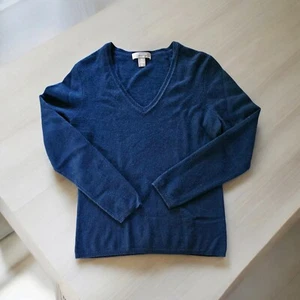 Charter Club 2 ply 100% Cashmere Dark Blue Sweater V Neck Academia Size M - Picture 1 of 7