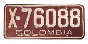 Placa de matrícula vintage de Colombia América del Sur # X-76088 - Imagen 1 de 1