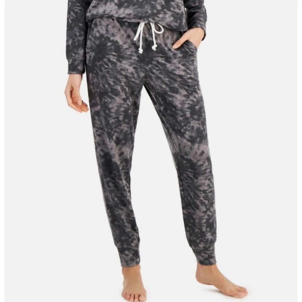 Pantalones de pijama jogger súper suaves estampados Jenni gris remolino tie dye talla mediana Foto 1 de 1