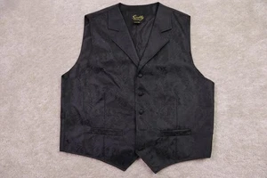 Scully Vest Mens Large Black Paisley Jacquard Three Button Western Formal Cowboy - Picture 1 of 10