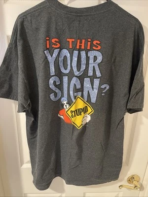 Vintage Big Dogs Mens XL Gray T-Shirt Extra Large Is This Your Sign STUPID 2000s - Image 1 of 4