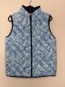 Stella Parker Collection Island Blue Floral Quilted Vest Size Small Golf Zip Up - Picture 1 of 6