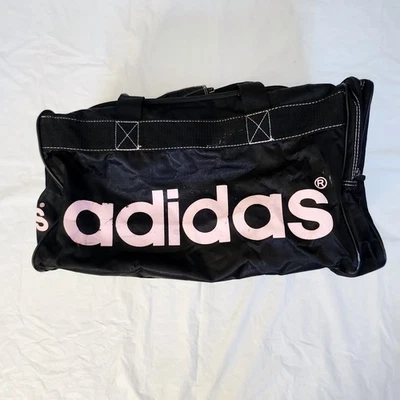 Vintage Black Adidas Duffle/Travel/Gym Bag w/ Pink Logo - Image 1 of 4