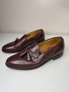 Mens Allen Edmonds Grayson Dark Red Leather Tasseled Loafers Size 10 Made In USA - Picture 1 of 13