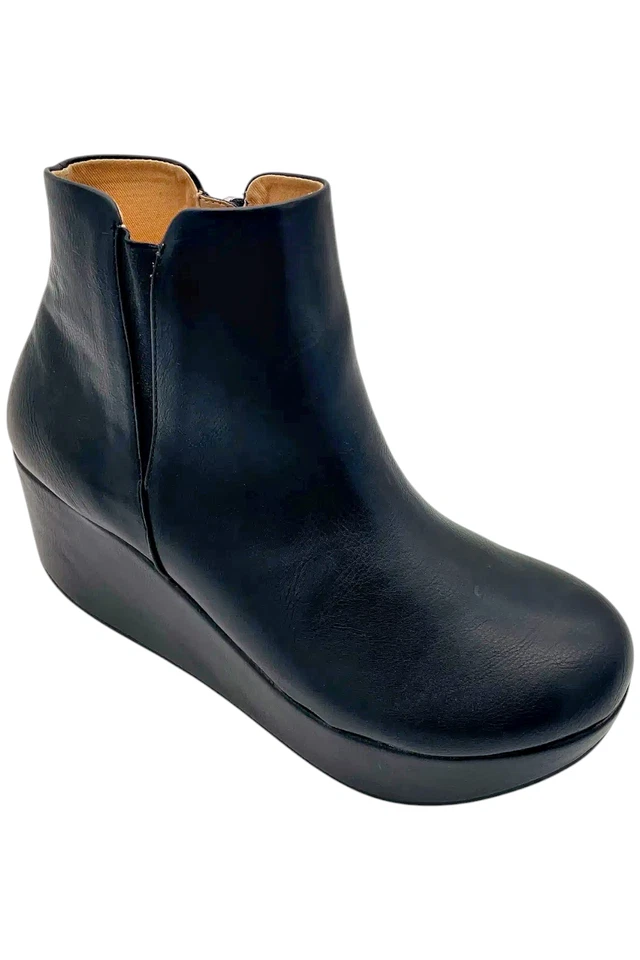 Bota anabela feminina Baylee caixa amarela preta - Imagem 1 de 3