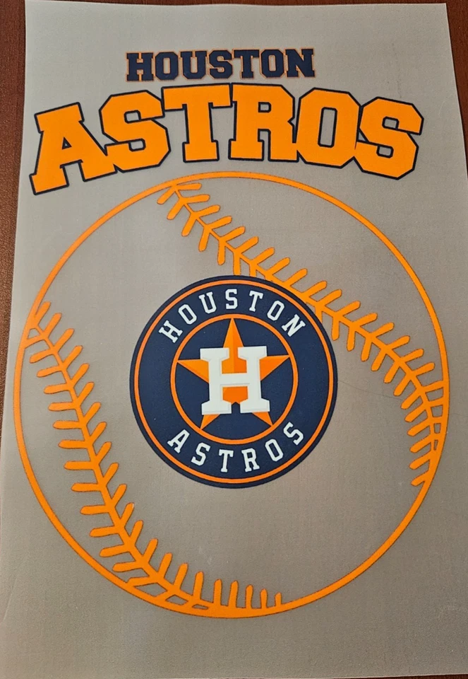 Houston Astros Colorful 8" DTF Heat Transfer Iron On FREE Shipping (C2/4) - Image 1 of 1