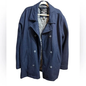 Steve & Barry’s The Woolly Mammoth Men’s Navy Blue Wool Blend Classic Coat XXL - Bild 1 von 10