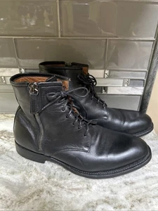 Aquatalia Boots Men Size 9 Black Vladimir Leather Ankle Side Zip Up Weatherproof - Picture 1 of 9