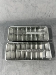 2 Vintage Aluminum Ice Trays General Electric Redi-Cube Frigidaire Quickube - Picture 1 of 5