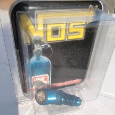 NOS FUEL FILTER  1/4 NPT  X -6AN  90 DEG BLUE ANODIZED   PT#15566NOS - Image 1 of 2