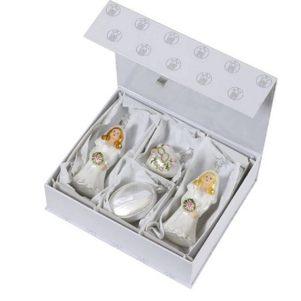 Inge Glas Wedding Day Ladies Gay Marriage German Glass Ornament Gift Set of 4