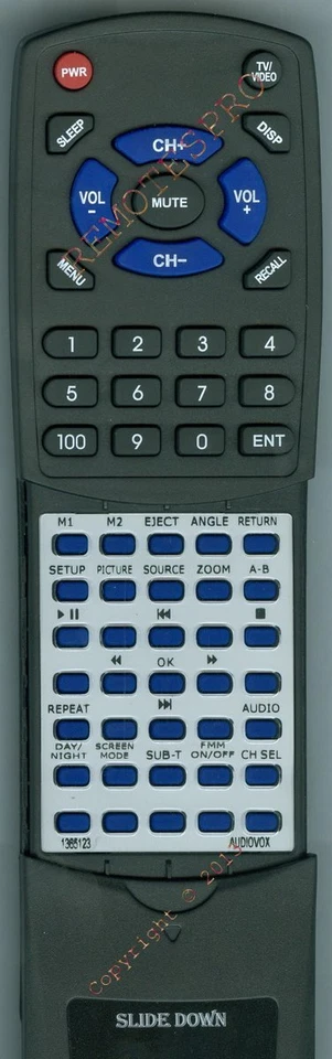 Replacement Remote for AUDIOVOX AVXMTG9P AVXMTG13UA 1365123 AVXMTG9B AVXMTG10UA - Image 1 of 1