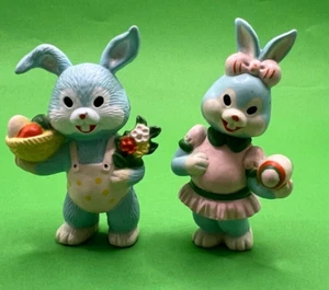 EASTER BUNNIES RABBITS Set of 2 ~ Standing 3 inch Tall ~ EASTER/SPRING ~ EUC - Picture 1 of 11