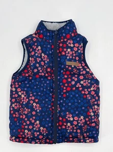 Buffalo David Button Vest Girls Extra Small 5/6 Floral Blue Reversible Sleeveles - Picture 1 of 10