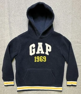 GAP Kids Navy Sweater Hoodie Boy Size Large(10) Navy And Yellow Fleece - Picture 1 of 8