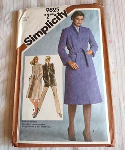 Simplicity Misses Lined Coat or Topper Pattern 9825 Size 16 From 1980 - Picture 1 of 1