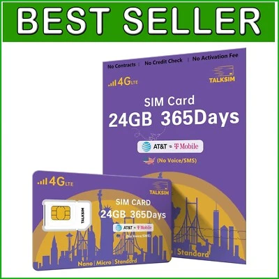 Multi-Size 4G LTE SIM Card for Security Cameras and Mobile Devices - USA Service - Image 1 of 4