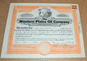 The Western Plains Oil Company 1918 antique stock certificate - Picture 1 of 1