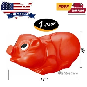 11" Plastic Piggy Bank (Red) Saving Money The Fun Way Tuff Pig Big - (1 Pack) - Picture 1 of 5