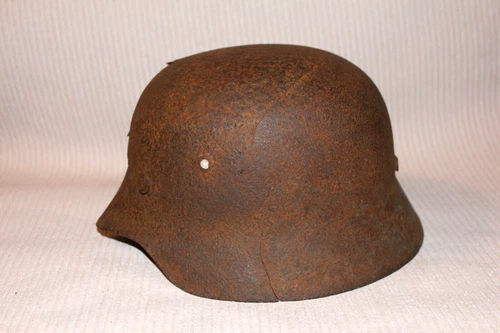 German Helmet Stahlhelm Steel WW2 Original from KURLAND Battle Damage