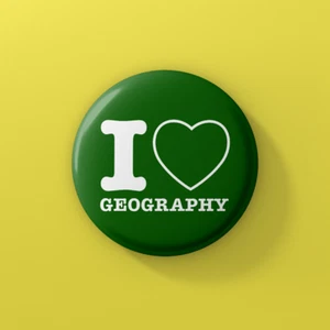 I Love Geography 25mm / 58mm Button Badges / Pocket Mirror School Geek - Picture 1 of 4
