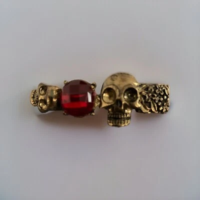 Anillo de moda rubí anillo doble esqueleto 7 Foto 1 de 3