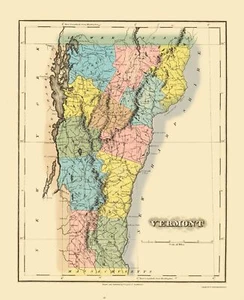 Mapa histórico del estado - Vermont - Lucas 1822 - 23 x 28,21 - Arte de pared vintage - Imagen 1 de 20