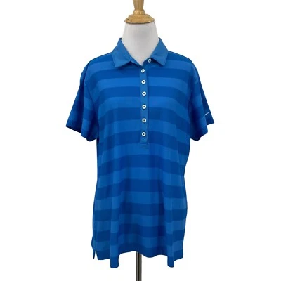Camisa Nike Para Mujer XL Extra Grande Rayas Dri Fit Rendimiento Polo Azul Pistas Foto 1 de 4