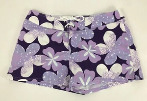 90's Y2K Island Soul Purple Hibiscus Swim Board Shorts Sz 11 Small Surfer - Picture 1 of 11