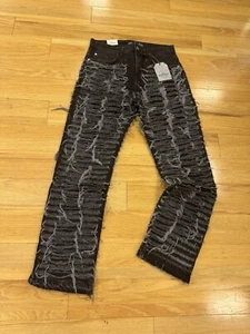 Heavy Ripped Distressed Stacked Flare Denim Baggy Thrashed Jeans Men's Size 31 - Picture 1 of 5