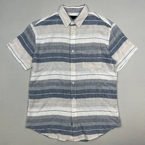 Rails Carson Shirt Mens Medium Linen Short Sleeve Striped Button Front Natural - Picture 1 of 6