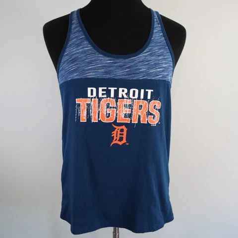 MLB Women's Blue Detroit Tigers Sleeveless Tank Top Sleep Shirt Size Large Cover