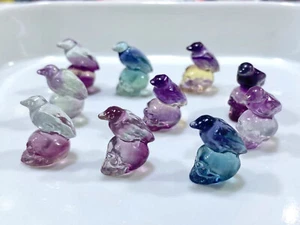 5 Stck. Natürlicher Fluorit Geschnitzt Mini Vogel Schädel Quarz Kristall Reiki Heilung Dekor - Bild 1 von 10