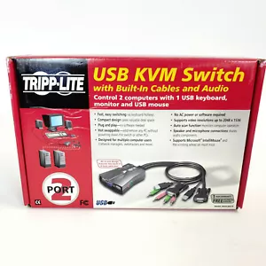 Commutateur KVM USB TRIPP-LITE avec câbles intégrés et audio B034-002-R **NEUF** - Photo 1/11