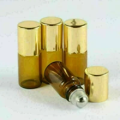 Venta al por mayor Botella de vidrio enrollable de 3 ml ámbar vacía acero metal rodillo bolas botellas Foto 1 de 4