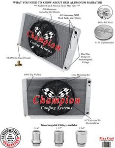 Cold 3 Row DP Radiator,16" Fan,1.5,1.75 for 1961-1965 Lincoln Continental LS - Foto 1 di 10