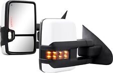 Painted White Tow Mirrors LED Signals for 2014-2019 Chevy Silverado GMC Sierra