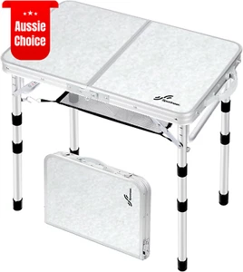 Foldable Camping Table 60x40cm Adjustable Height Portable Lightweight Picnic BBQ - Picture 1 of 12