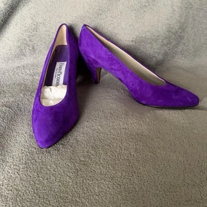 Vintage Evan Picone Purple Shoes Spain Feather Construction Vero Cuoio 8N - Picture 1 of 6