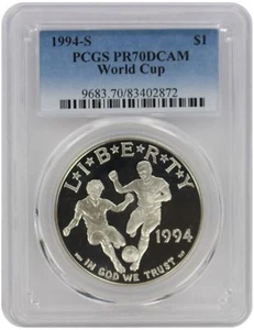 1994-S World Cup Commemorative Silver Dollar - PCGS Proof-70 Deep Cameo - Picture 1 of 4