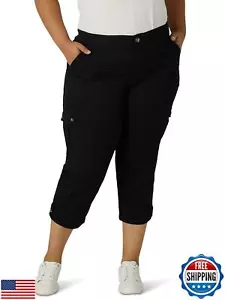 Lee Women's Plus Size Ultra Lux Comfort with Flex-To-Go Cargo Capri Pant Blac - Picture 1 of 5