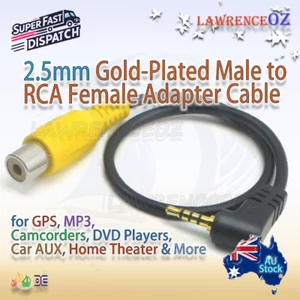 Cable adaptador de 2,5 mm chapado en oro macho a RCA hembra para monitor GPS AV-IN AUX MP3 - Imagen 1 de 1